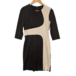 Roccobarocco Colorblock Sheath Dress Mod Sleek Office Party Italian Work Chic